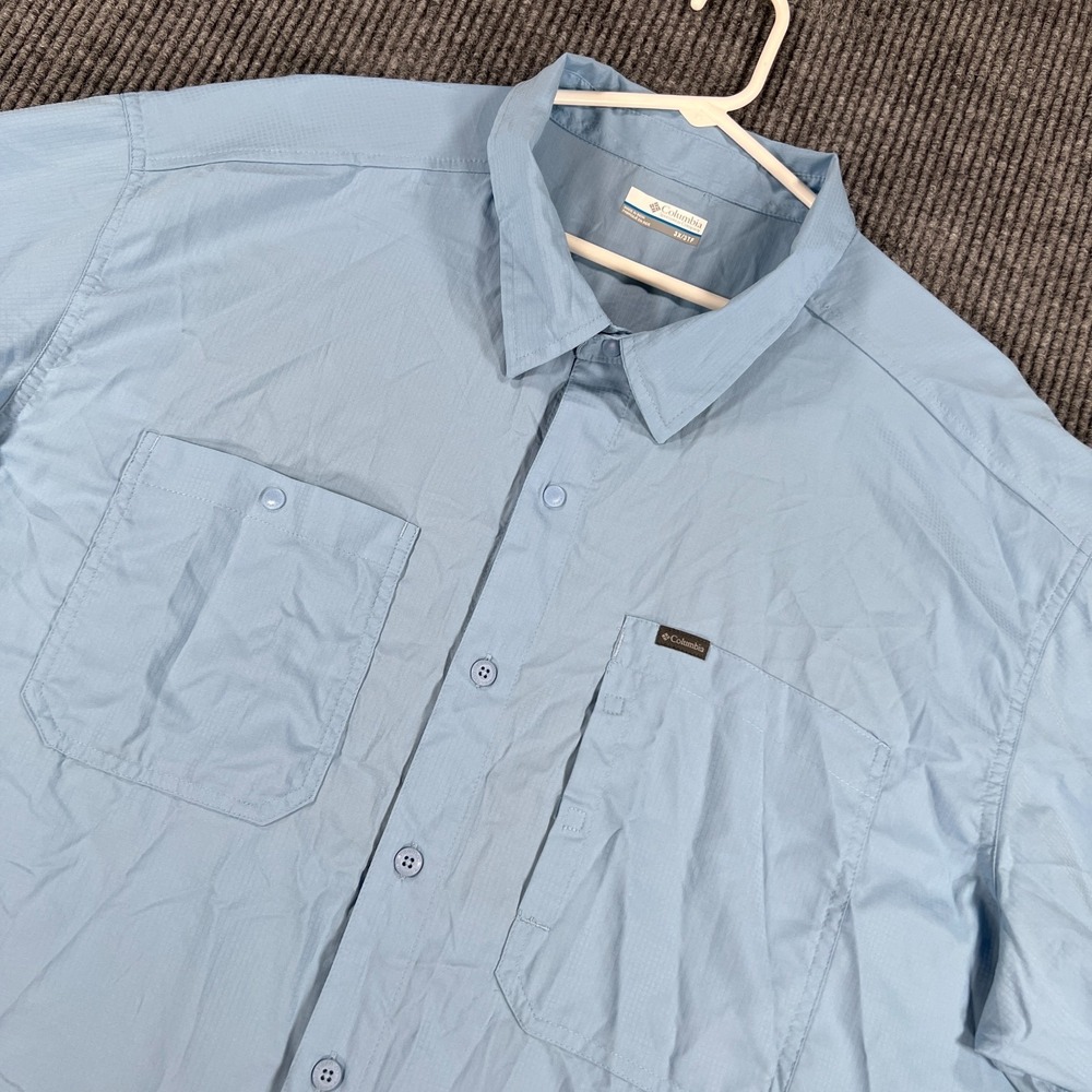 Columbia Shirt Mens 3XL Blue Short Sleeve Button Up Casual Outdoor Fishing Hike